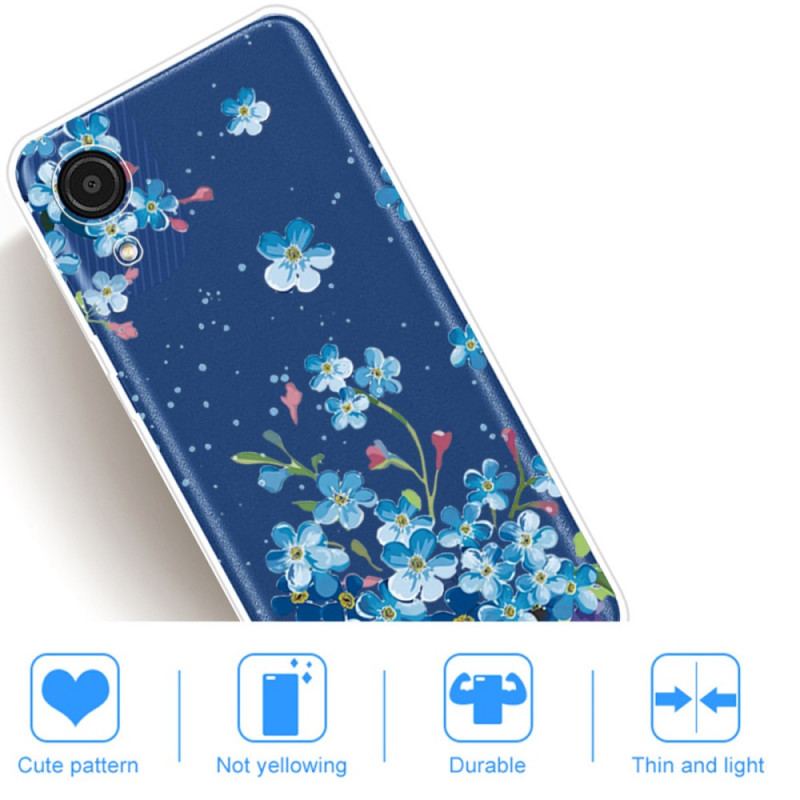 Capa Para Samsung Galaxy A03 Core Flores Azuis