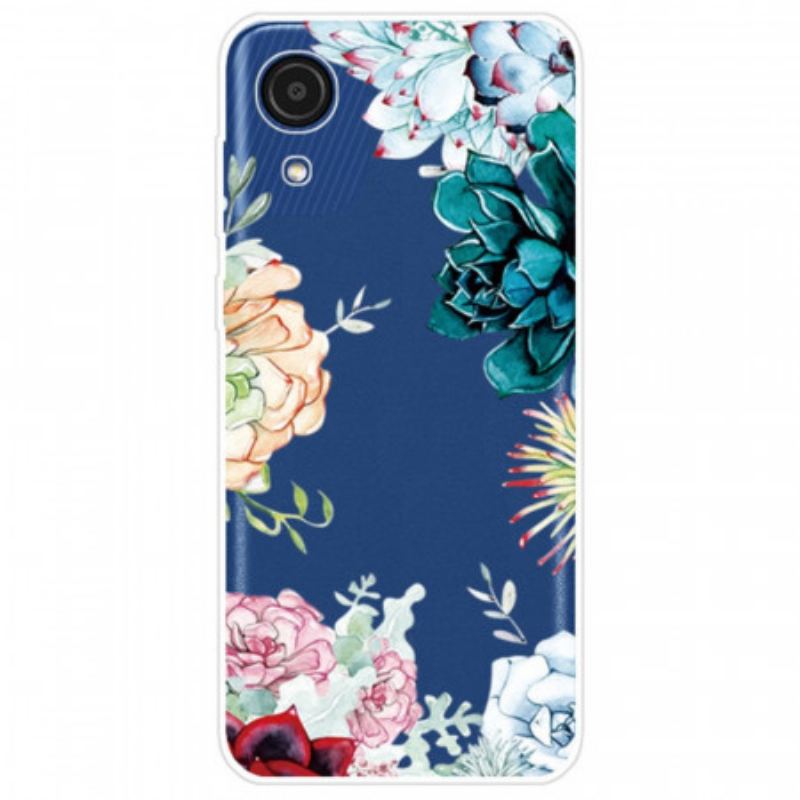 Capa Para Samsung Galaxy A03 Core Flores Azuis Em Aquarela Sem Costura