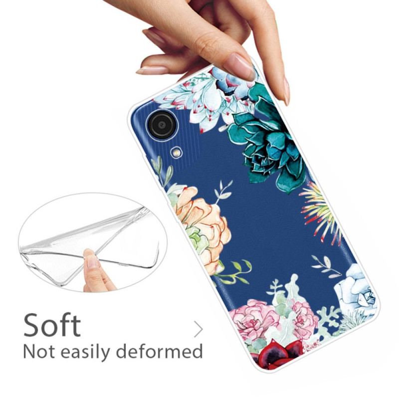 Capa Para Samsung Galaxy A03 Core Flores Azuis Em Aquarela Sem Costura