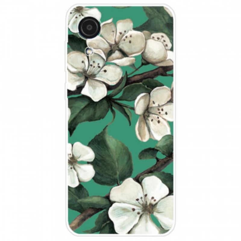 Capa Para Samsung Galaxy A03 Core Flores Brancas Pintadas