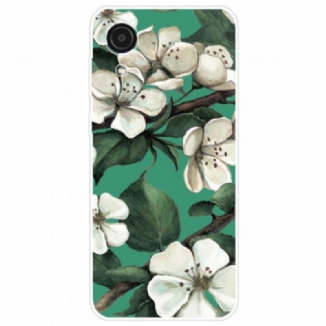 Capa Para Samsung Galaxy A03 Core Flores Brancas Pintadas