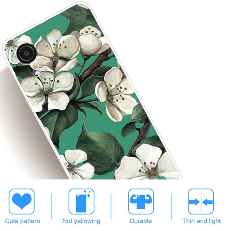 Capa Para Samsung Galaxy A03 Core Flores Brancas Pintadas