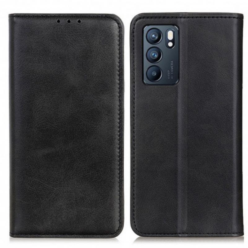 Capa De Celular Para Oppo Reno 6 5G Flip Couro Rachado Elegância