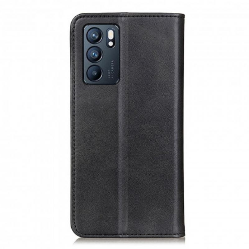 Capa De Celular Para Oppo Reno 6 5G Flip Couro Rachado Elegância