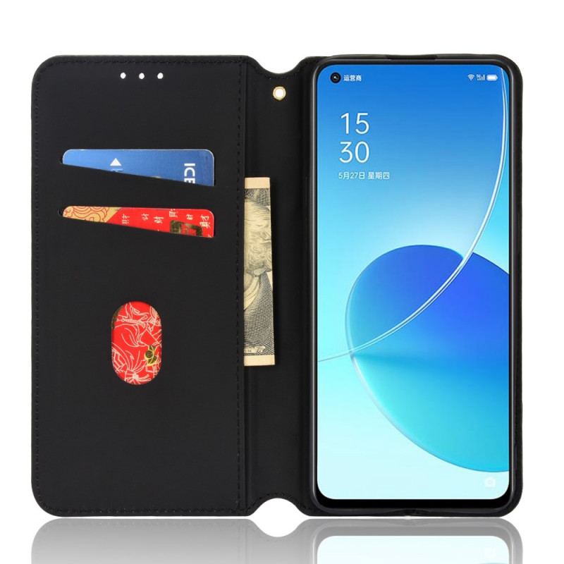 Capa De Celular Para Oppo Reno 6 5G Flip Efeito Couro Diamante 3d