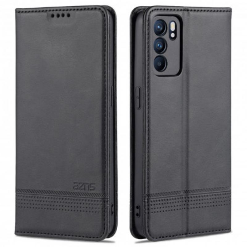 Capa De Celular Para Oppo Reno 6 5G Flip Estilo De Couro Azns