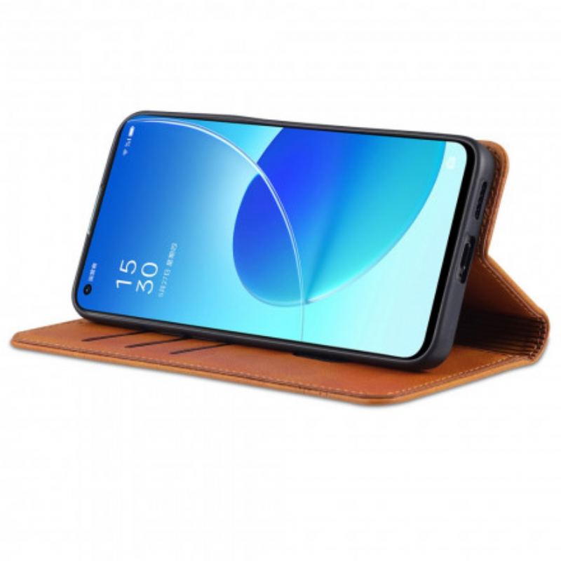 Capa De Celular Para Oppo Reno 6 5G Flip Estilo De Couro Azns