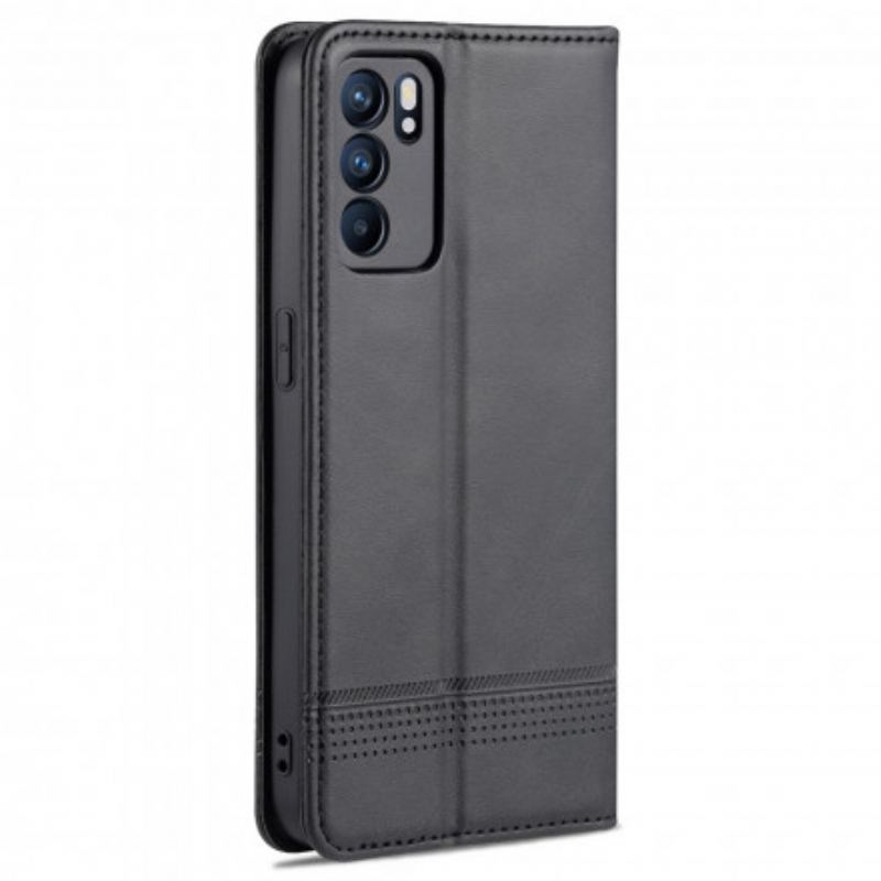 Capa De Celular Para Oppo Reno 6 5G Flip Estilo De Couro Azns