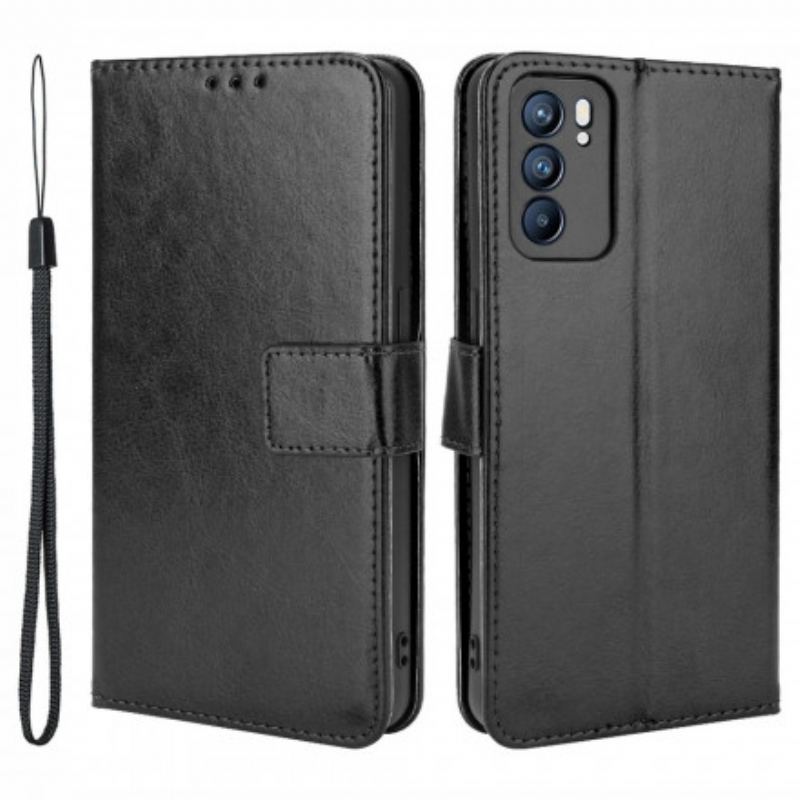 Capa De Couro Para Oppo Reno 6 5G Couro Falso Chamativo