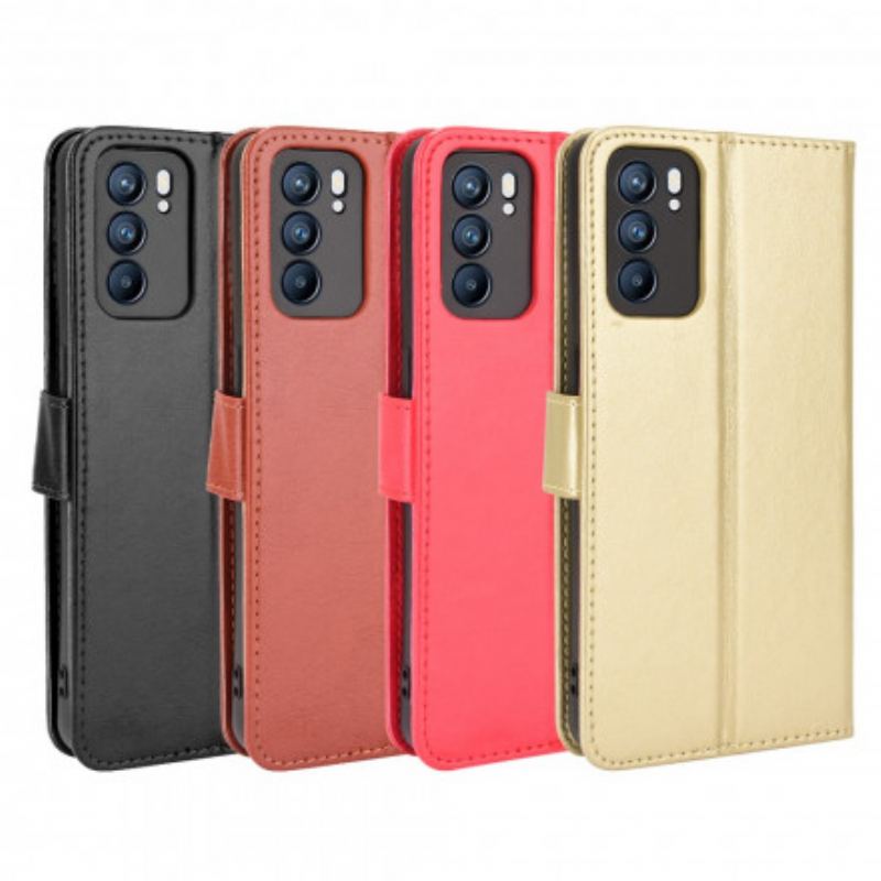 Capa De Couro Para Oppo Reno 6 5G Couro Falso Chamativo