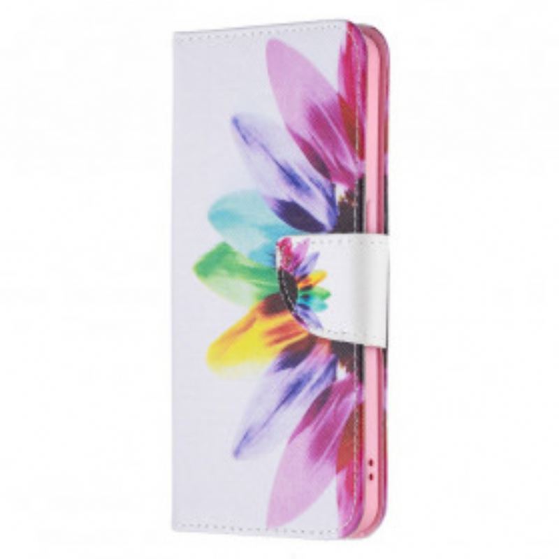 Capa De Couro Para Oppo Reno 6 5G Flor Aquarela