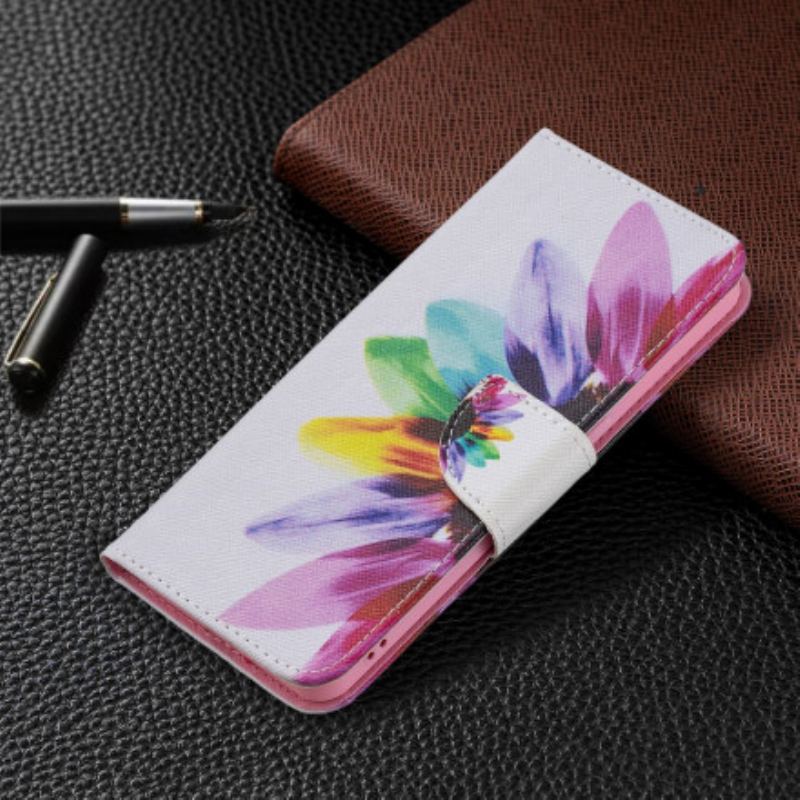 Capa De Couro Para Oppo Reno 6 5G Flor Aquarela