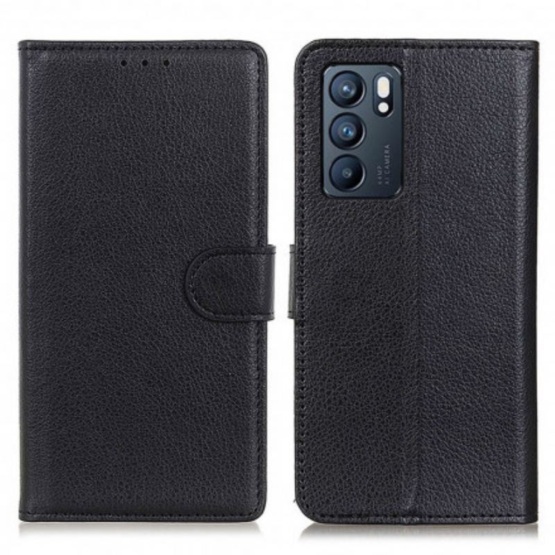 Capa De Couro Para Oppo Reno 6 5G Couro Sintético De Lichia