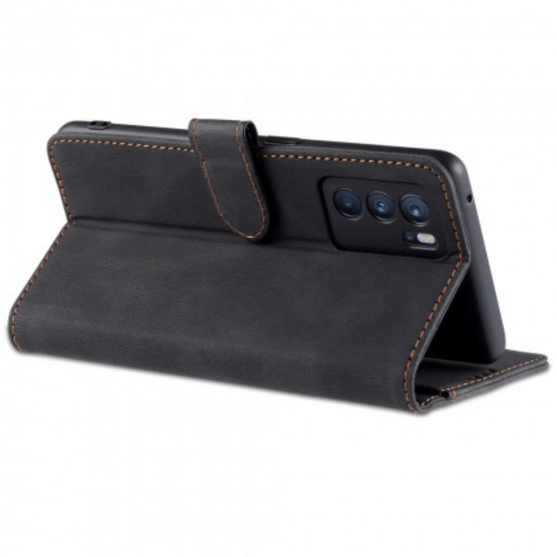 Capa Flip Para Oppo Reno 6 5G Alta Costura Com Efeito De Couro Azns