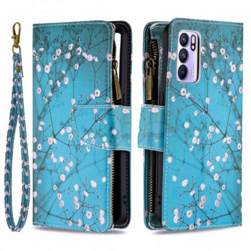 Capa Flip Para Oppo Reno 6 5G Bolso De Árvore Com Zíper