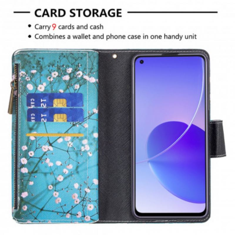 Capa Flip Para Oppo Reno 6 5G Bolso De Árvore Com Zíper