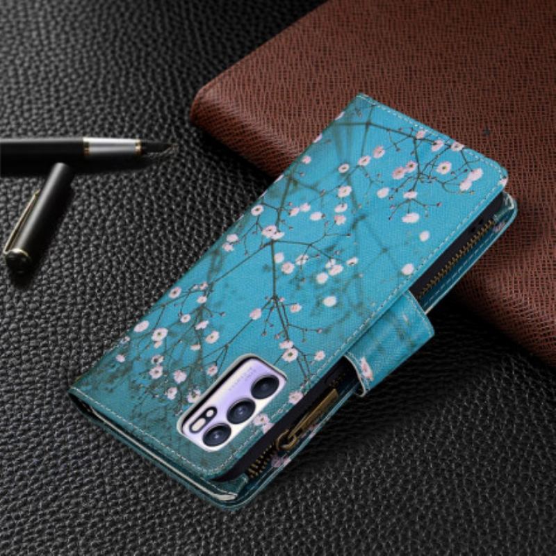 Capa Flip Para Oppo Reno 6 5G Bolso De Árvore Com Zíper