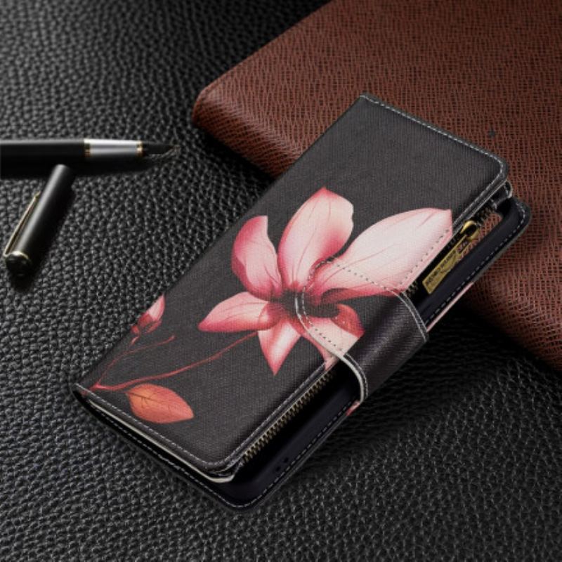 Capa Flip Para Oppo Reno 6 5G Bolso Com Zíper Flor