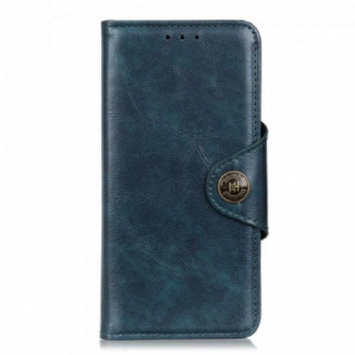 Capa Flip Para Oppo Reno 6 5G Botão Vintage De Couro Falso