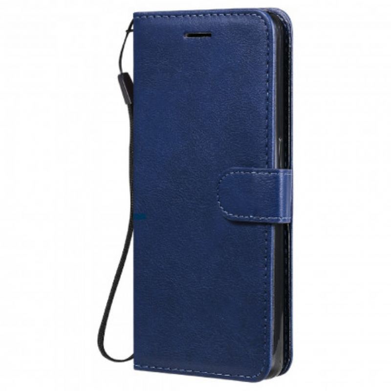 Capa Flip Para Oppo Reno 6 5G De Cordão Strappy Série De Cores Sólidas