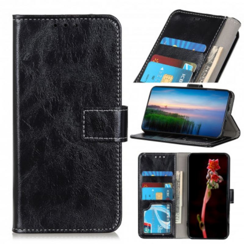 Capa Flip Para Oppo Reno 6 5G Costuras Brilhantes E Expostas