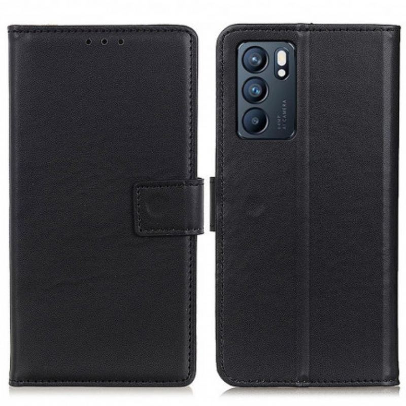 Capa Flip Para Oppo Reno 6 5G Couro Sintético Liso