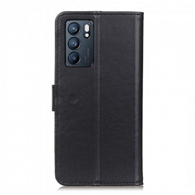 Capa Flip Para Oppo Reno 6 5G Couro Sintético Liso