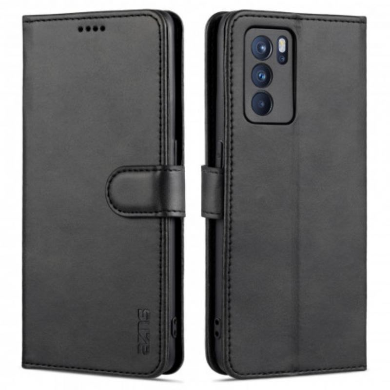 Capa Flip Para Oppo Reno 6 5G Efeito Couro Azns