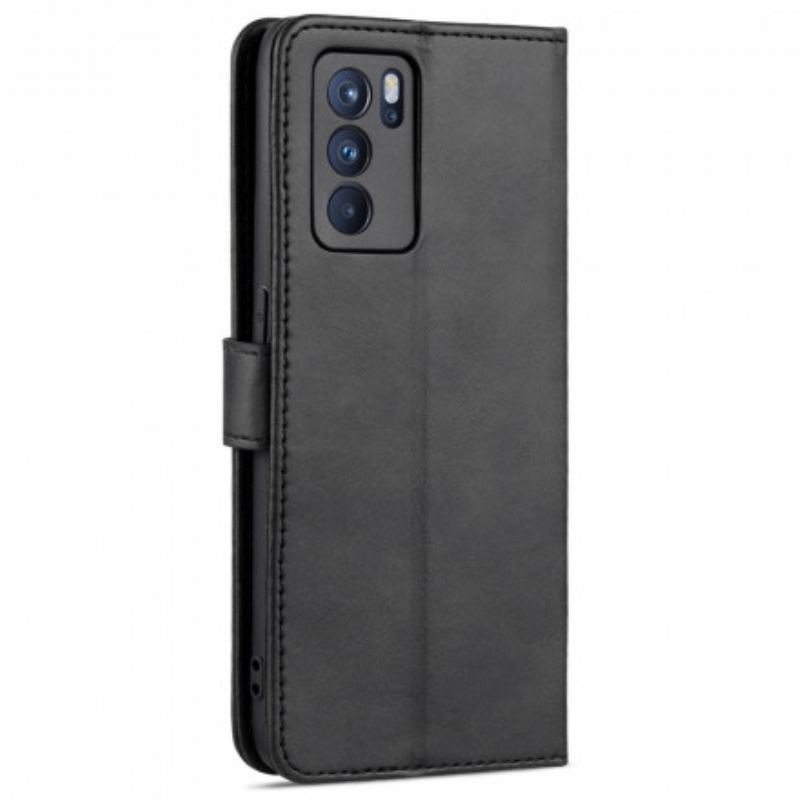 Capa Flip Para Oppo Reno 6 5G Efeito Couro Azns