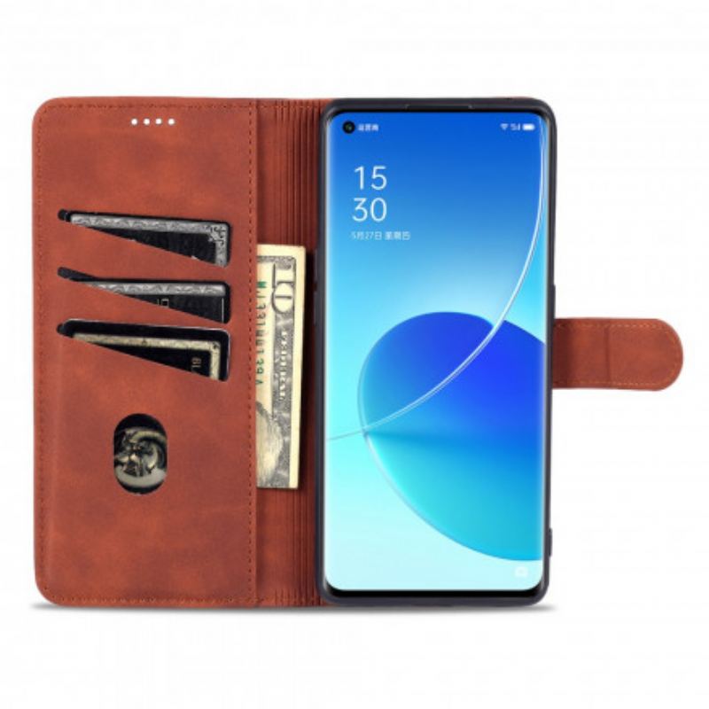 Capa Flip Para Oppo Reno 6 5G Efeito Couro Azns