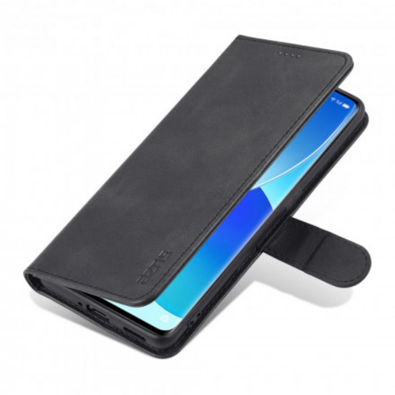 Capa Flip Para Oppo Reno 6 5G Efeito Couro Azns