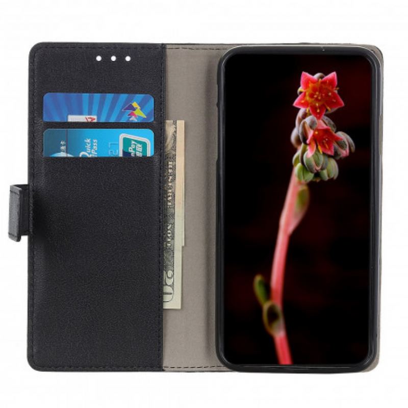 Capa Flip Para Oppo Reno 6 5G Efeito Couro Clássico Simples