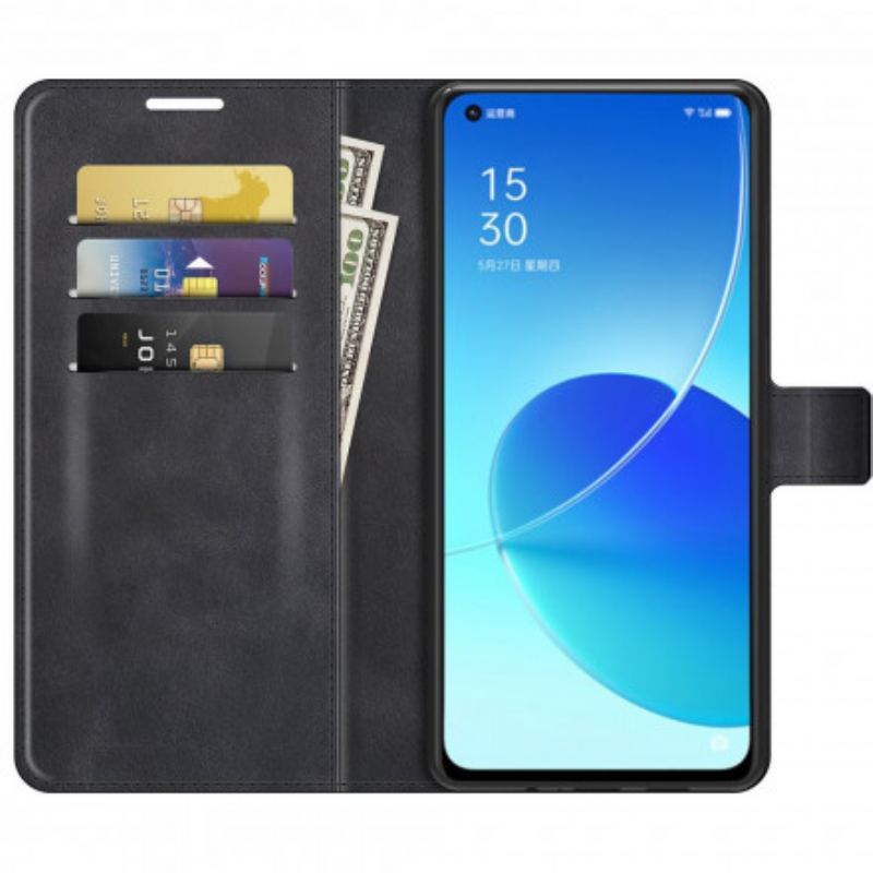 Capa Flip Para Oppo Reno 6 5G Efeito De Couro Extremo Fino