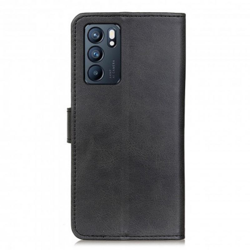 Capa Flip Para Oppo Reno 6 5G Efeito De Couro Fosco Retrô