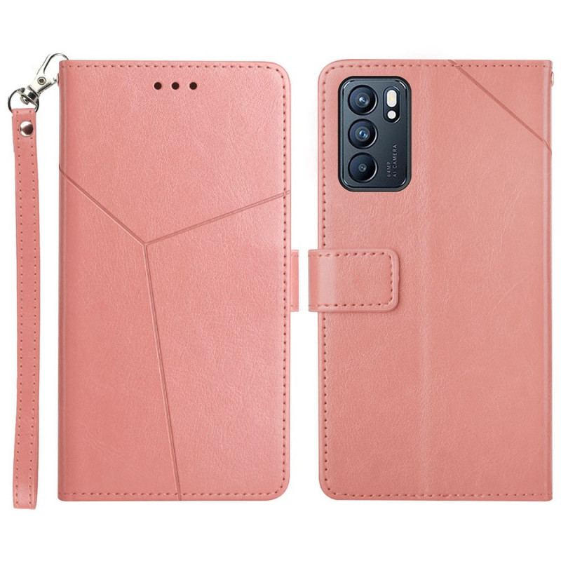 Capa Flip Para Oppo Reno 6 5G Estilo Couro Geo Y Design