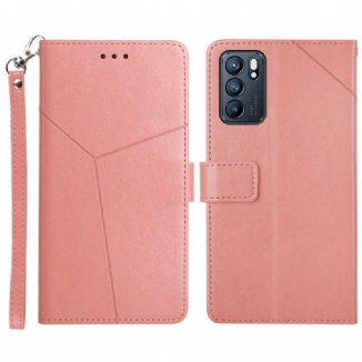 Capa Flip Para Oppo Reno 6 5G Estilo Couro Geo Y Design