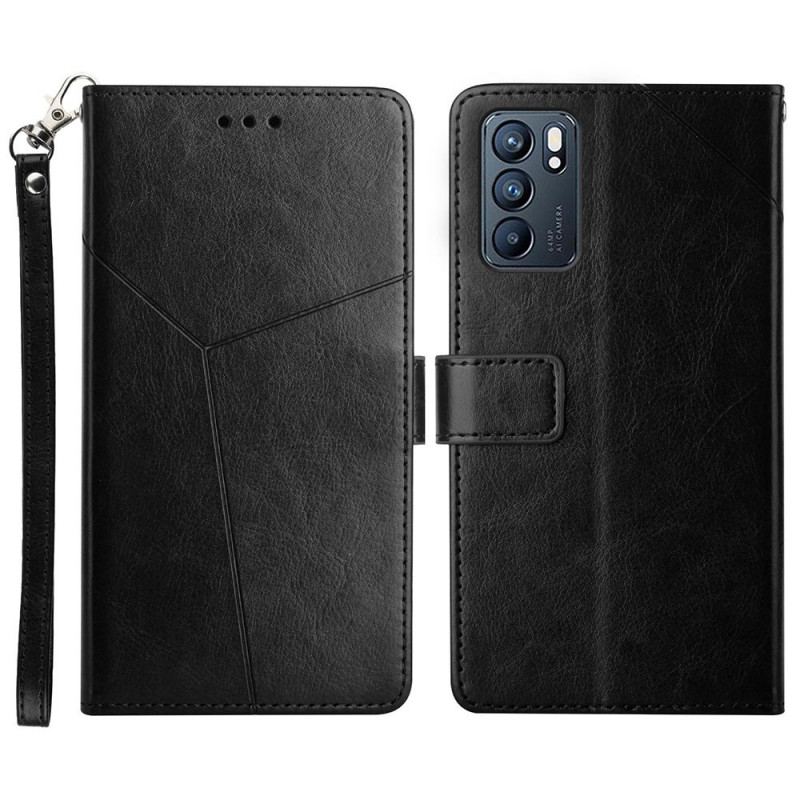 Capa Flip Para Oppo Reno 6 5G Estilo Couro Geo Y Design