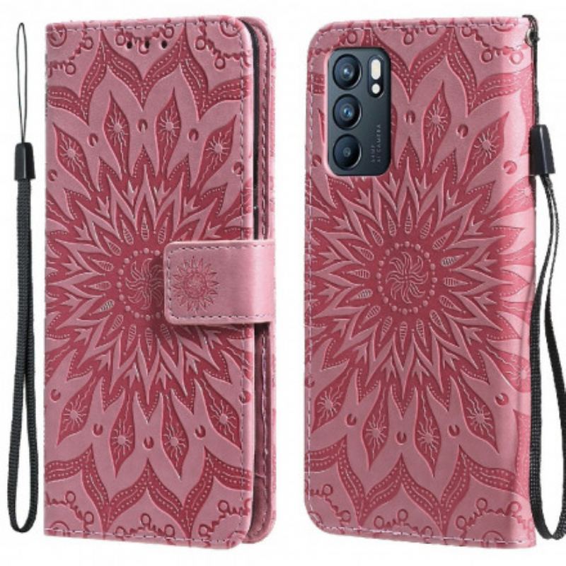 Capa Flip Para Oppo Reno 6 5G Flor Do Sol