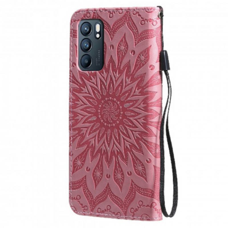 Capa Flip Para Oppo Reno 6 5G Flor Do Sol