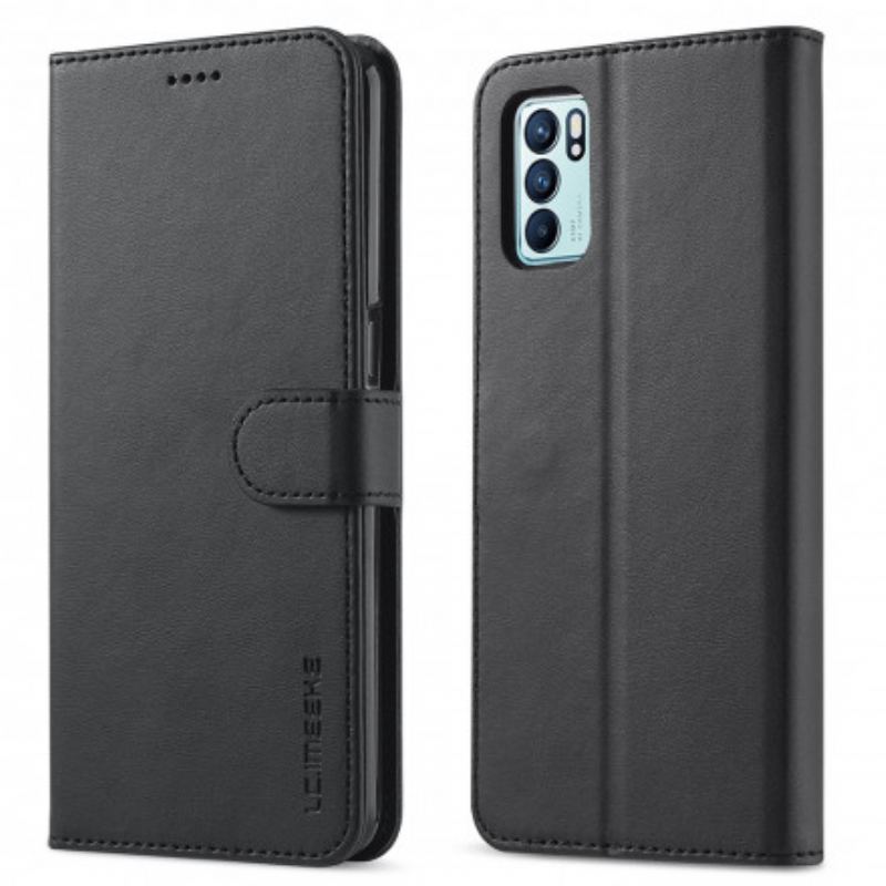 Capa Flip Para Oppo Reno 6 5G Lc.imeeke Efeito Couro