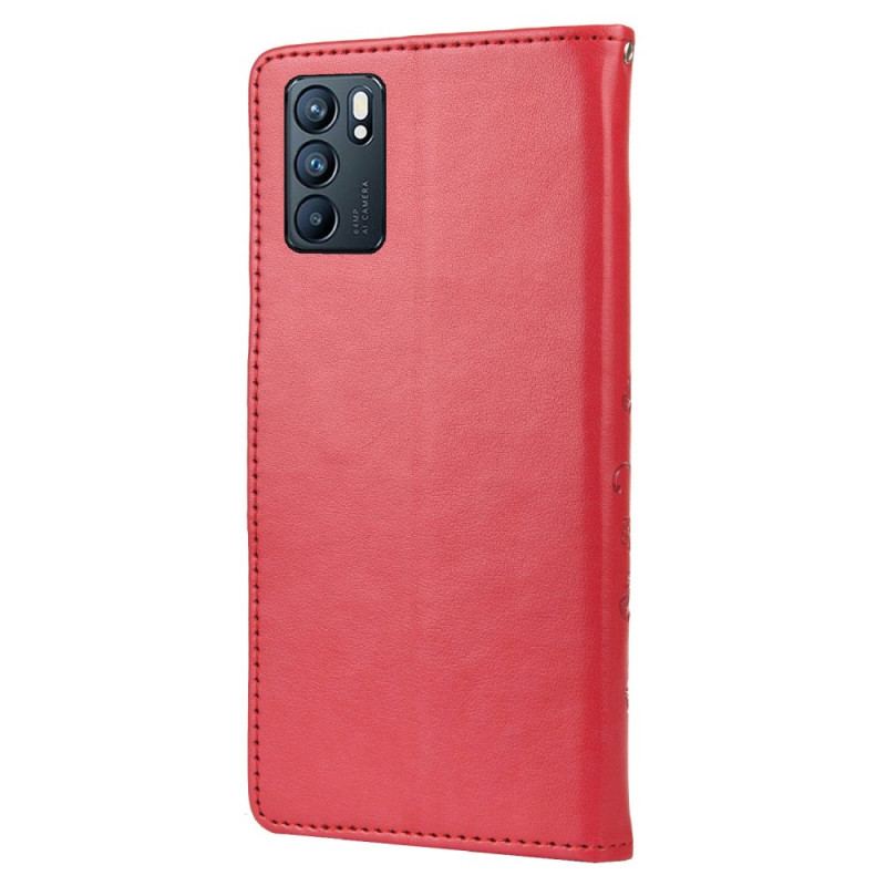 Capa Folio Para Oppo Reno 6 5G Borboletas E Flores