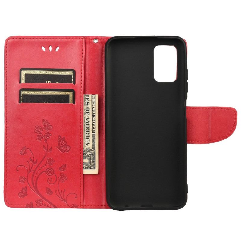 Capa Folio Para Oppo Reno 6 5G Borboletas E Flores