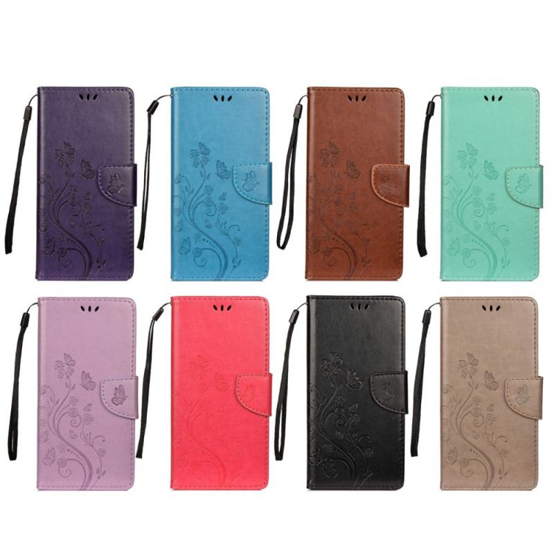 Capa Folio Para Oppo Reno 6 5G Borboletas E Flores