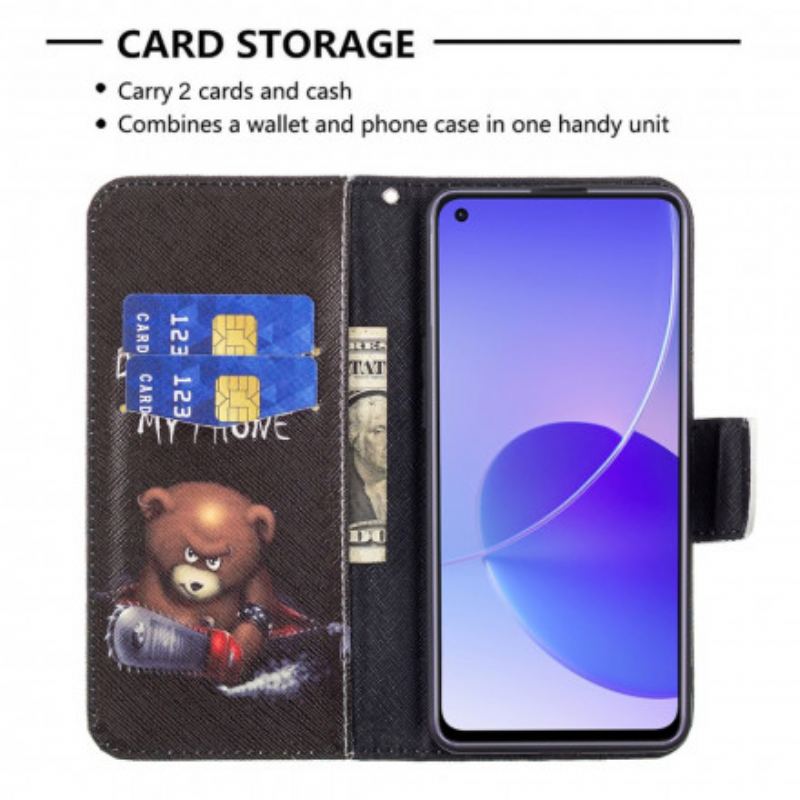 Capa Folio Para Oppo Reno 6 5G Urso Perigoso