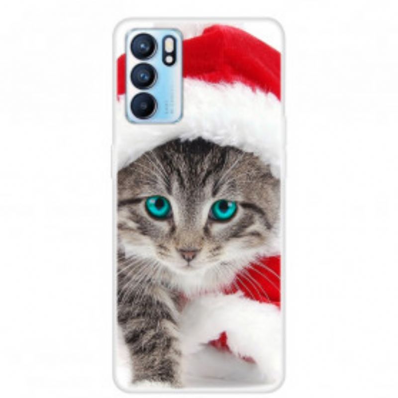 Capa Para Oppo Reno 6 5G Gato De Natal