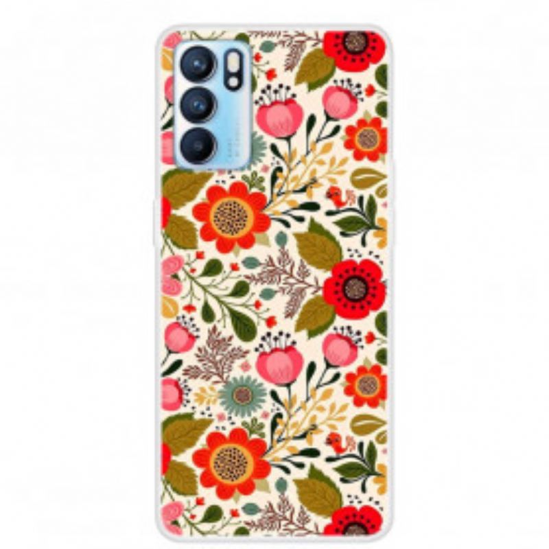 Capa Para Oppo Reno 6 5G Tapeçaria Floral