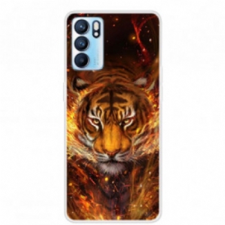 Capa Para Oppo Reno 6 5G Tigre Flexível