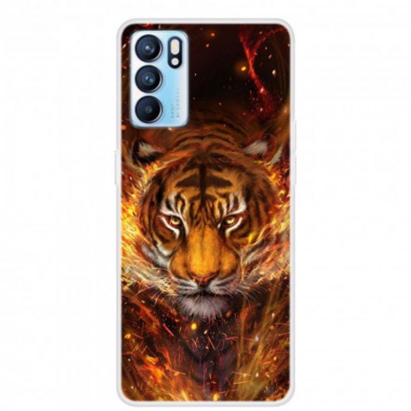 Capa Para Oppo Reno 6 5G Tigre Flexível