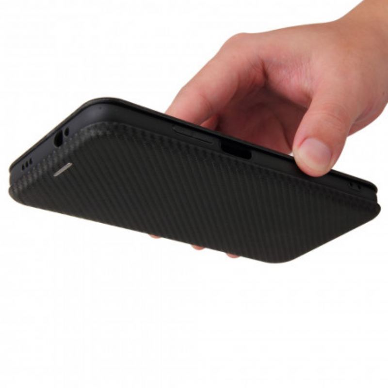 Capa De Celular Para Poco M3 Flip Fibra De Carbono Com Anel De Suporte