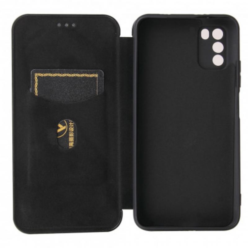 Capa De Celular Para Poco M3 Flip Fibra De Carbono Com Anel De Suporte